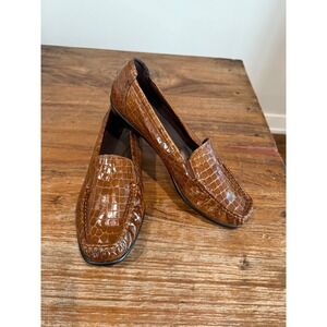 SAS TriPad Comfort Insole Brown Croc Embossed Loafer Shoes Women Size 10 EUC